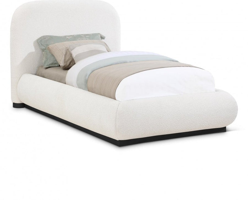 Vaughn Boucle Fabric Twin Bed Cream - Gate FurnitureTwin Bed