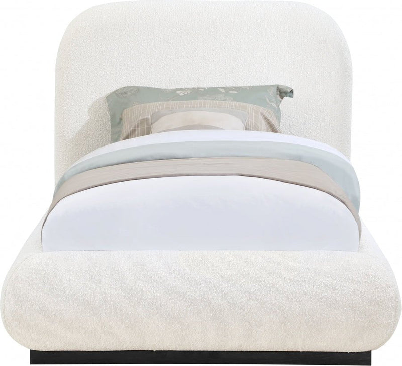 Vaughn Boucle Fabric Twin Bed Cream - Gate FurnitureTwin Bed
