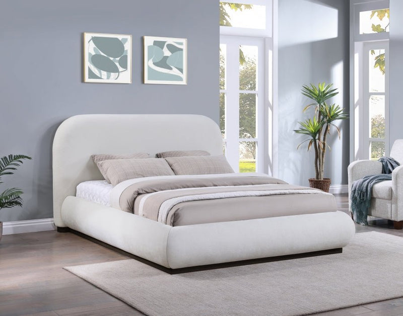 Vaughn Chenille Fabric King Bed Cream - Gate FurnitureKing Bed