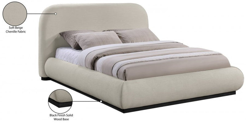 Vaughn Chenille Fabric Queen Bed Beige - Gate FurnitureQueen Bed