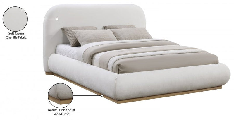 Vaughn Chenille Fabric Queen Bed Cream - Gate FurnitureQueen Bed