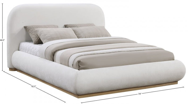 Vaughn Chenille Fabric Queen Bed Cream - Gate FurnitureQueen Bed