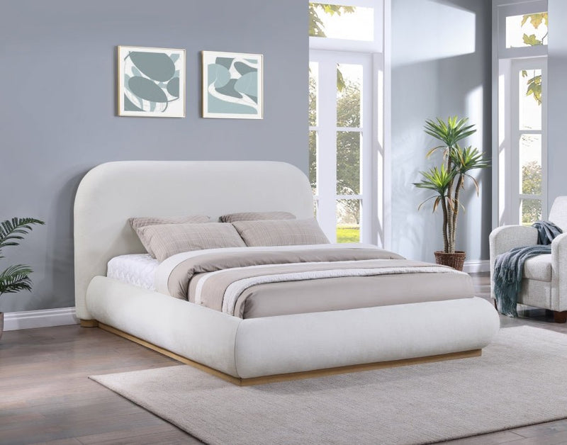 Vaughn Chenille Fabric Queen Bed Cream - Gate FurnitureQueen Bed