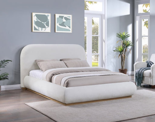 Vaughn Chenille Fabric Queen Bed Cream - Gate FurnitureQueen Bed