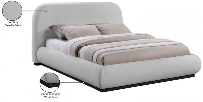 Vaughn Chenille Fabric Queen Bed Grey - Gate FurnitureQueen Bed