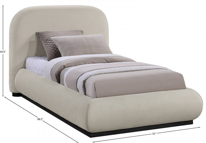 Vaughn Chenille Fabric Twin Bed Beige - Gate FurnitureTwin Bed