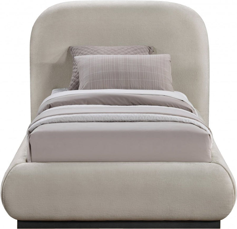 Vaughn Chenille Fabric Twin Bed Beige - Gate FurnitureTwin Bed