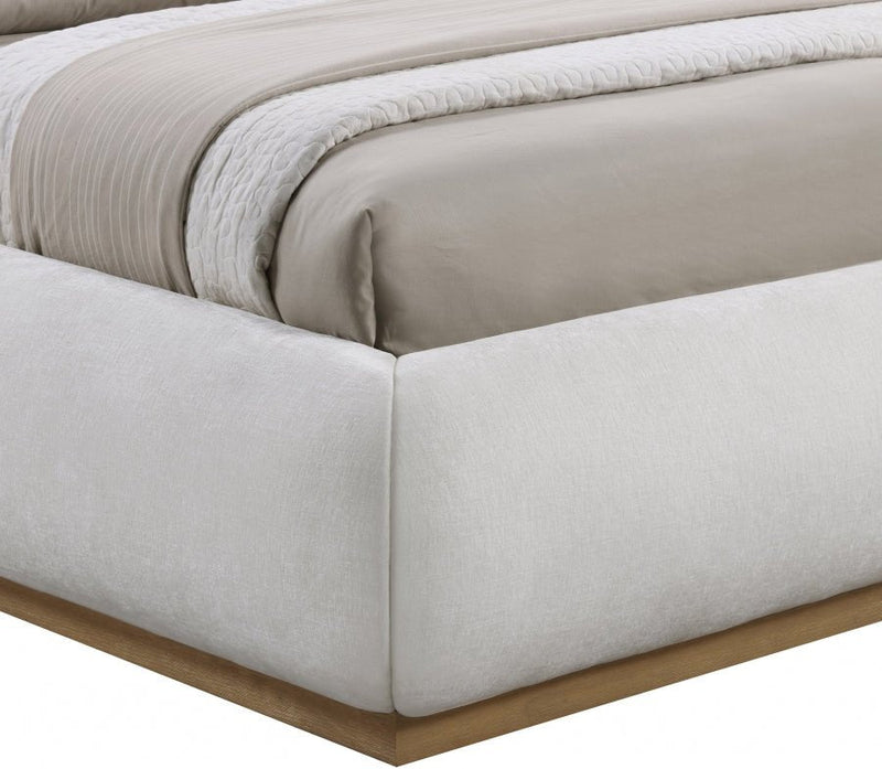 Vaughn Chenille Fabric Twin Bed Cream - Gate FurnitureTwin Bed