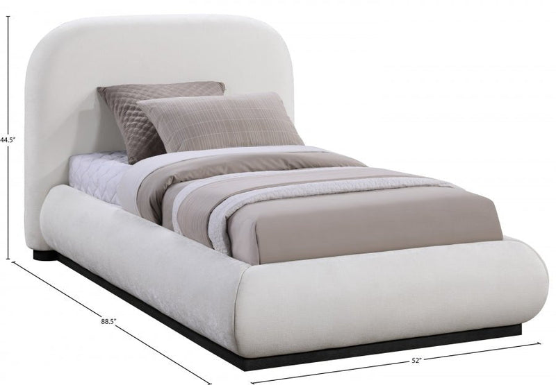 Vaughn Chenille Fabric Twin Bed Cream - Gate FurnitureTwin Bed