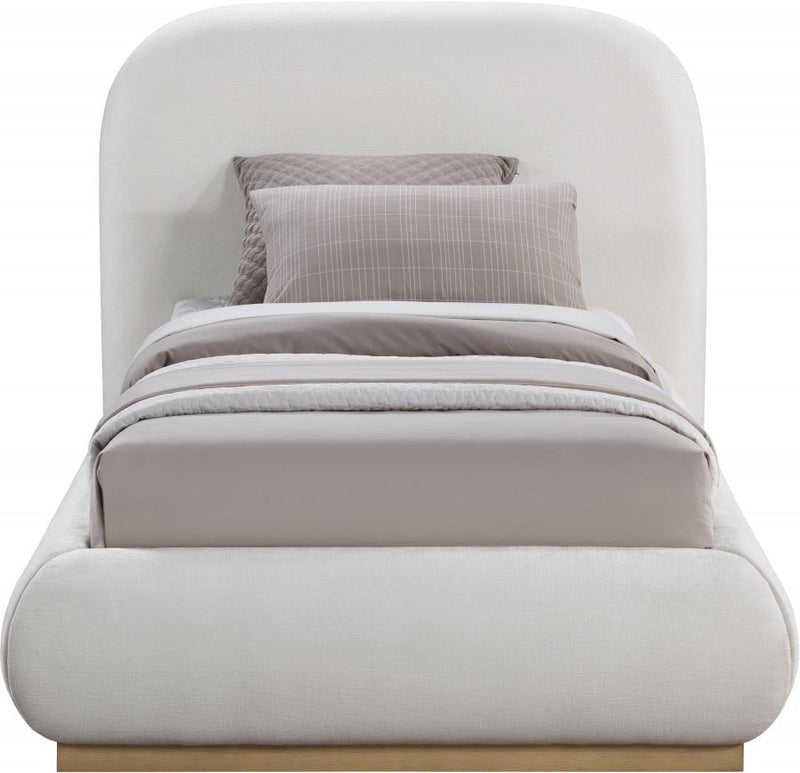 Vaughn Chenille Fabric Twin Bed Cream - Gate FurnitureTwin Bed