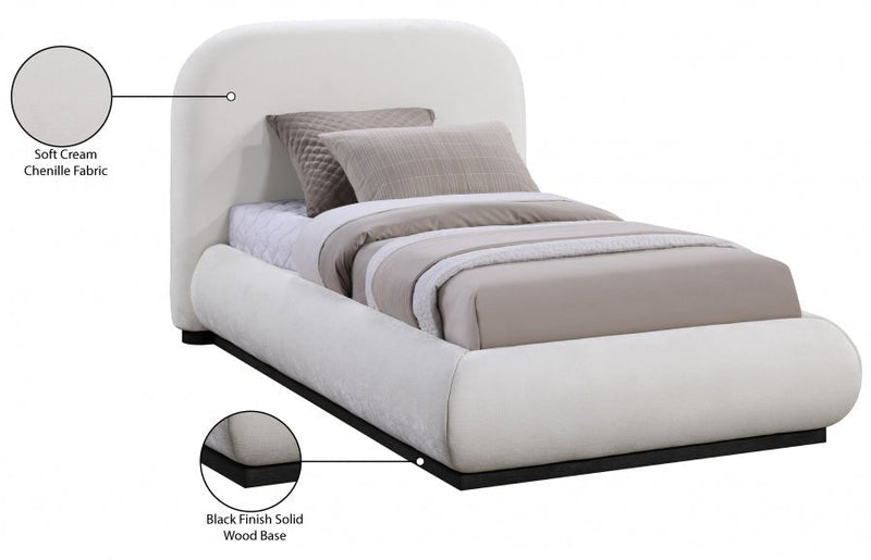 Vaughn Chenille Fabric Twin Bed Cream - Gate FurnitureTwin Bed