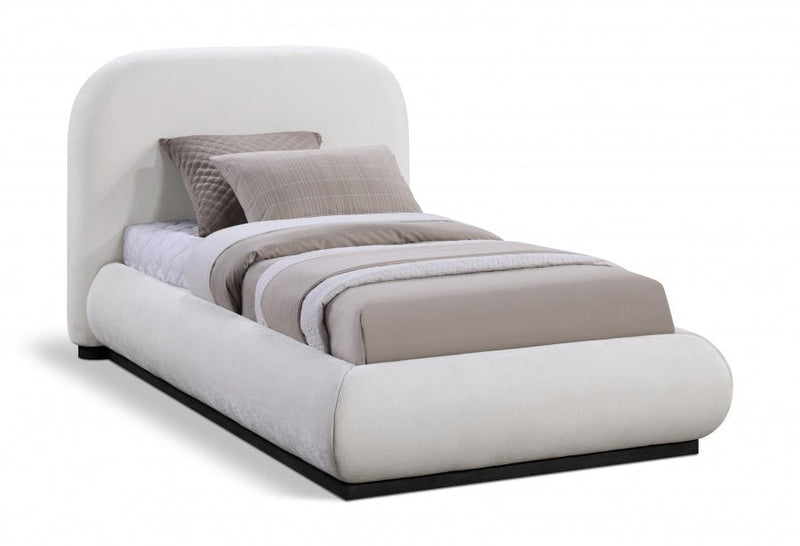 Vaughn Chenille Fabric Twin Bed Cream - Gate FurnitureTwin Bed