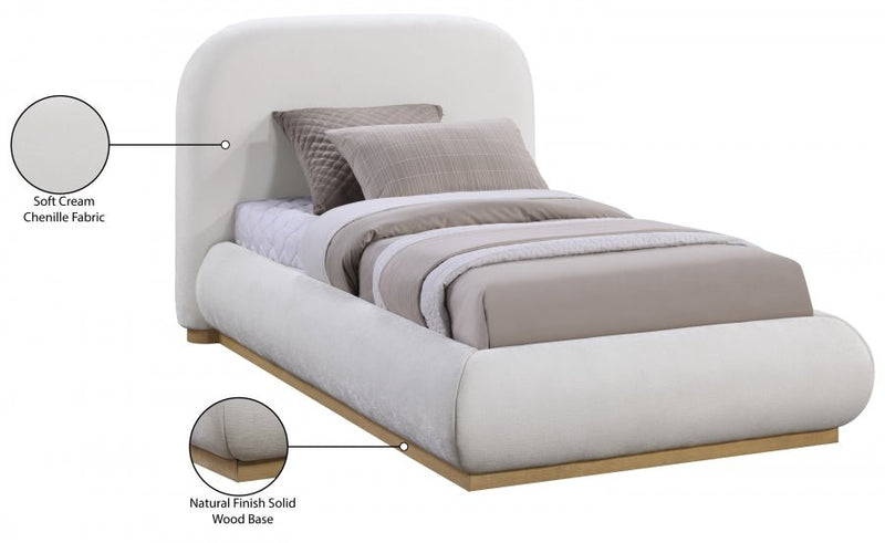 Vaughn Chenille Fabric Twin Bed Cream - Gate FurnitureTwin Bed