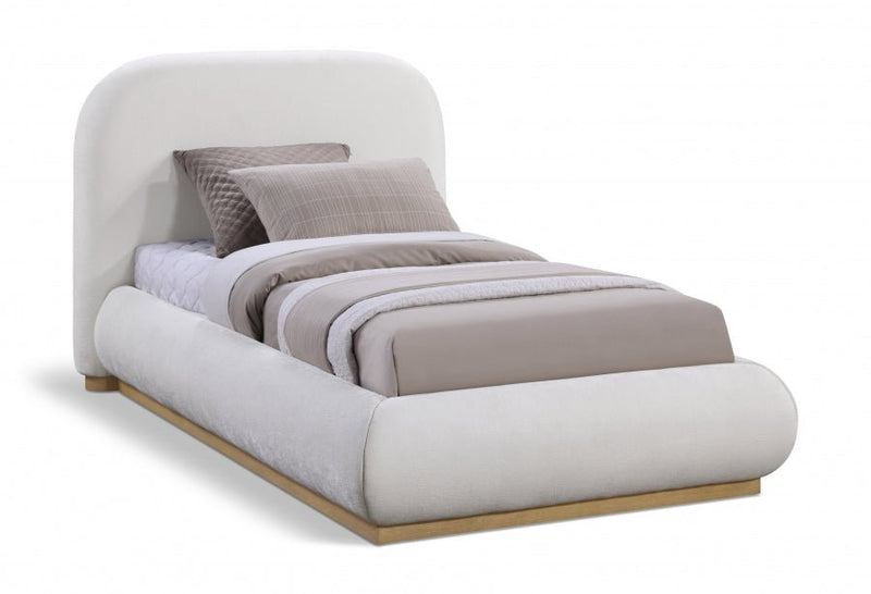 Vaughn Chenille Fabric Twin Bed Cream - Gate FurnitureTwin Bed
