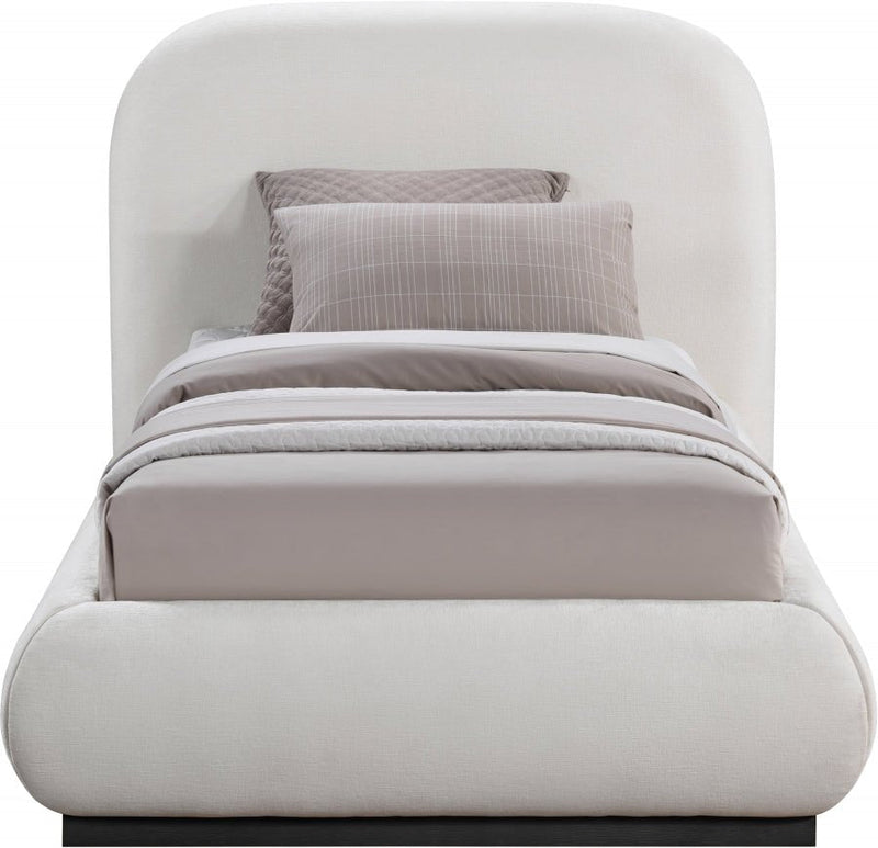 Vaughn Chenille Fabric Twin Bed Cream - Gate FurnitureTwin Bed