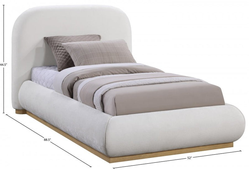 Vaughn Chenille Fabric Twin Bed Cream - Gate FurnitureTwin Bed