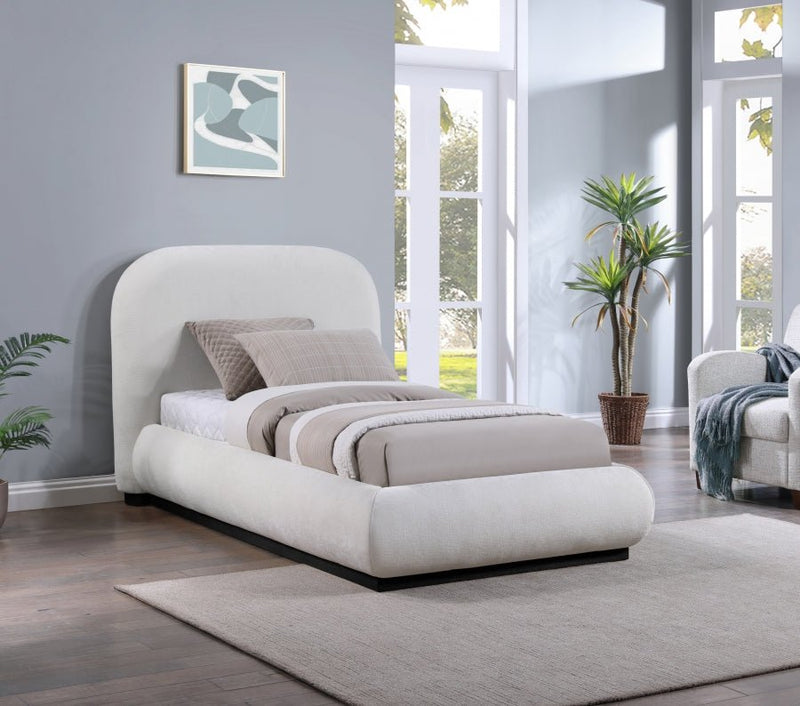 Vaughn Chenille Fabric Twin Bed Cream - Gate FurnitureTwin Bed