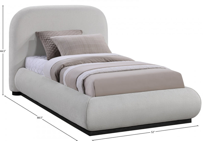 Vaughn Chenille Fabric Twin Bed Grey - Gate FurnitureTwin Bed
