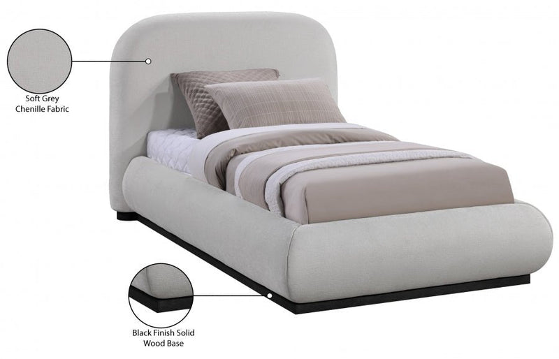 Vaughn Chenille Fabric Twin Bed Grey - Gate FurnitureTwin Bed