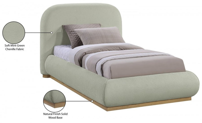 Vaughn Chenille Fabric Twin Bed Mint - Gate FurnitureTwin Bed