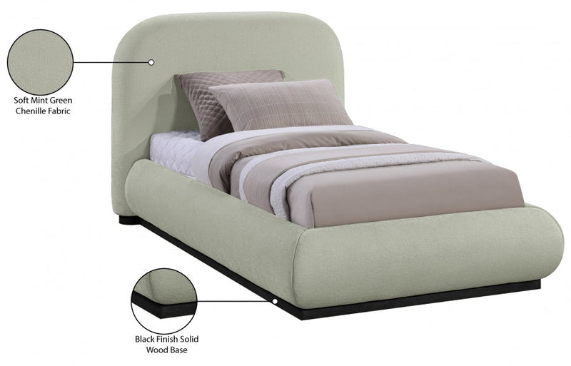 Vaughn Chenille Fabric Twin Bed Mint - Gate FurnitureTwin Bed