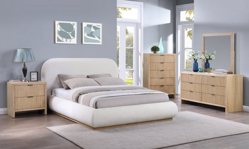 Vaughn Linen Textured Queen Bed Cream - Gate FurnitureQueen Bed