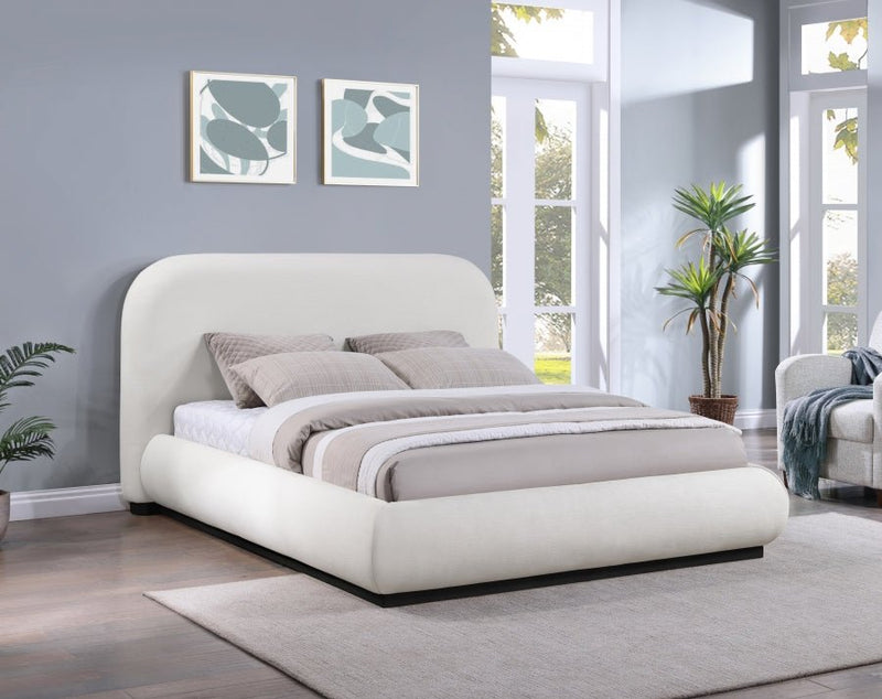 Vaughn Linen Textured Queen Bed Cream - Gate FurnitureQueen Bed