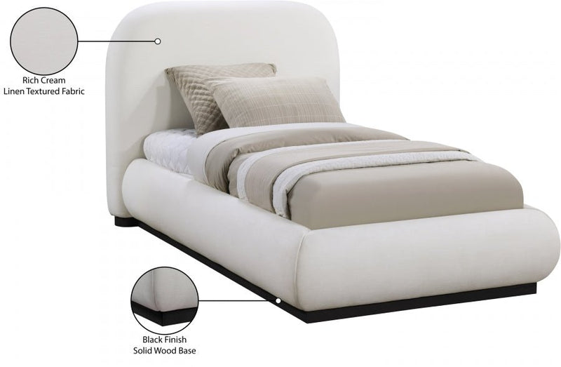 Vaughn Linen Textured Twin Bed Cream - Gate FurnitureTwin Bed