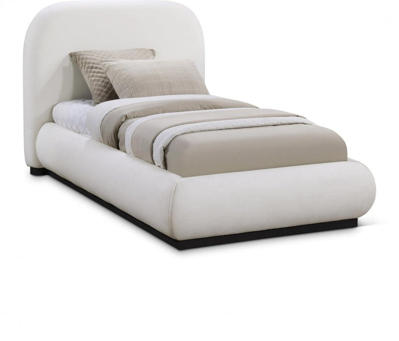 Vaughn Linen Textured Twin Bed Cream - Gate FurnitureTwin Bed