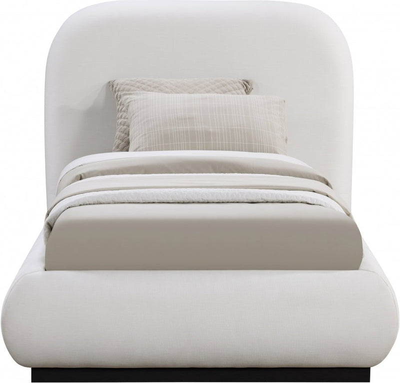 Vaughn Linen Textured Twin Bed Cream - Gate FurnitureTwin Bed