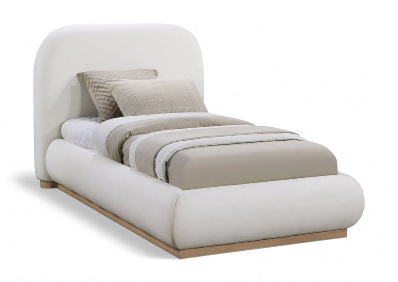 Vaughn Linen Textured Twin Bed Cream - Gate FurnitureTwin Bed
