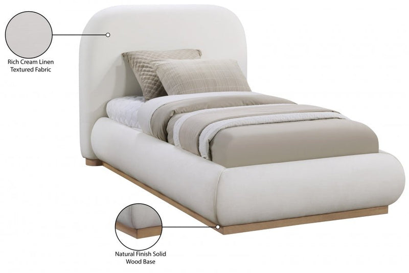 Vaughn Linen Textured Twin Bed Cream - Gate FurnitureTwin Bed