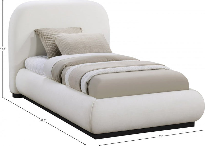 Vaughn Linen Textured Twin Bed Cream - Gate FurnitureTwin Bed