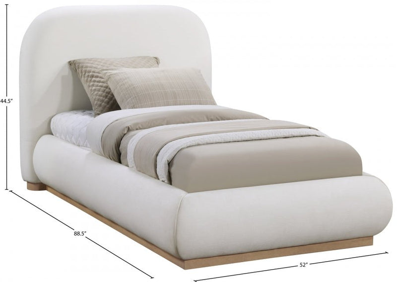 Vaughn Linen Textured Twin Bed Cream - Gate FurnitureTwin Bed