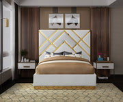 Vector Vegan Leather King Bed White - Gate FurnitureKing Bed