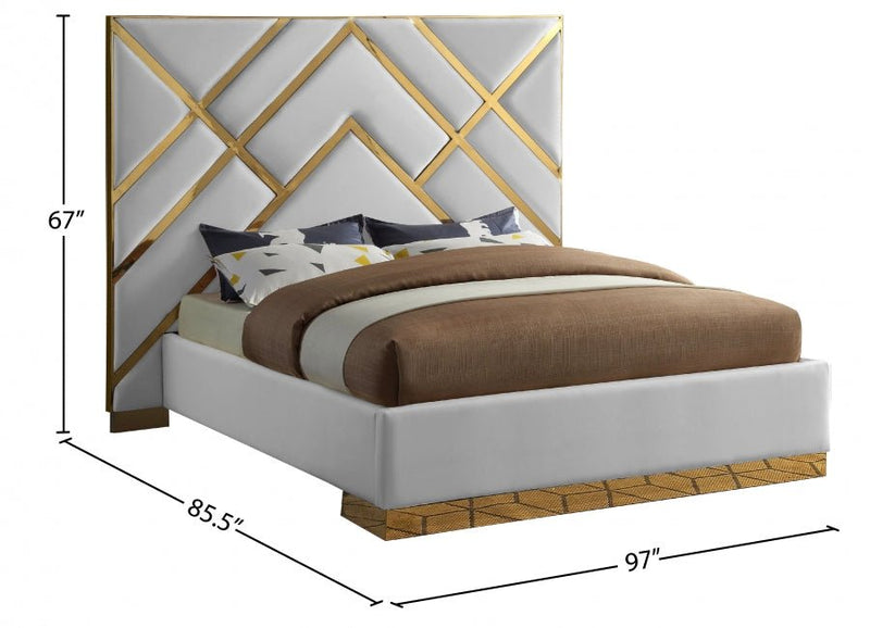 Vector Vegan Leather King Bed White - Gate FurnitureKing Bed