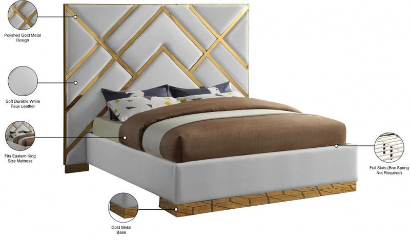 Vector Vegan Leather King Bed White - Gate FurnitureKing Bed