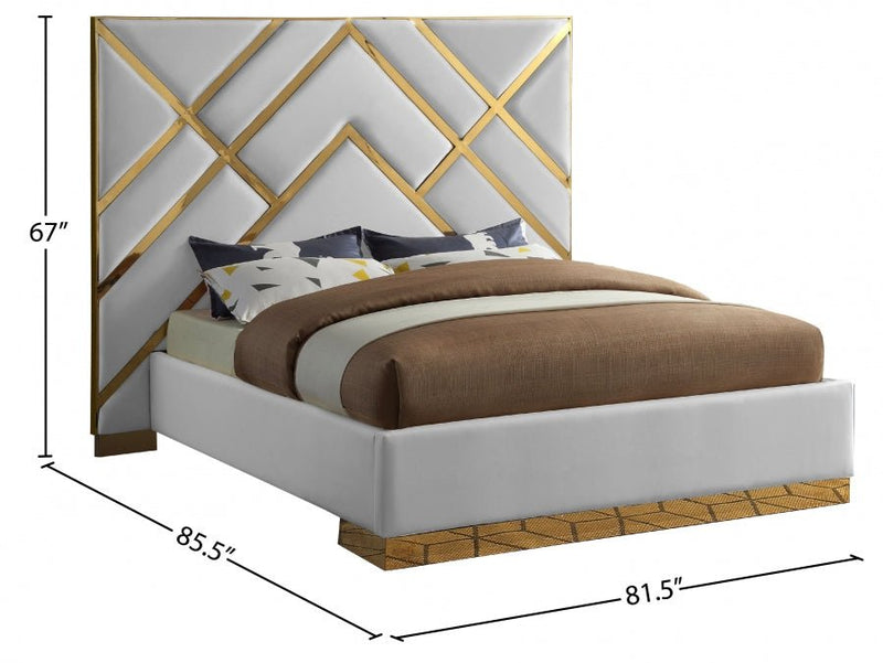 Vector Vegan Leather Queen Bed White - Gate FurnitureQueen Bed