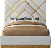 Vector Vegan Leather Queen Bed White - Gate FurnitureQueen Bed