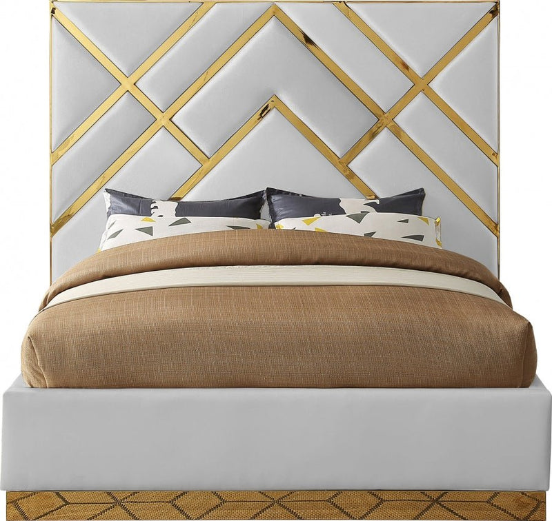 Vector Vegan Leather Queen Bed White - Gate FurnitureQueen Bed