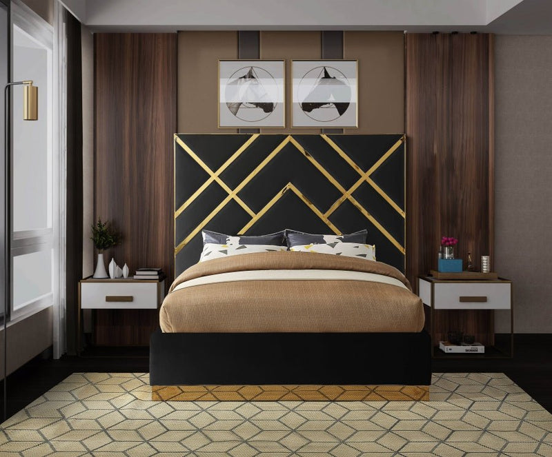 Vector Velvet King Bed Black - Gate FurnitureKing Bed