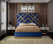 Vector Velvet King Bed Blue - Gate FurnitureKing Bed