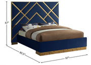 Vector Velvet King Bed Blue - Gate FurnitureKing Bed