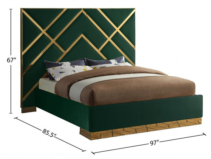 Vector Velvet King Bed Green - Gate FurnitureKing Bed