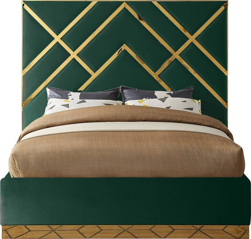 Vector Velvet King Bed Green - Gate FurnitureKing Bed
