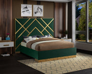 Vector Velvet King Bed Green - Gate FurnitureKing Bed