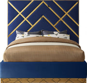 Vector Velvet Queen Bed Blue - Gate FurnitureQueen Bed
