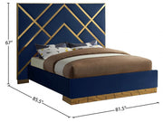 Vector Velvet Queen Bed Blue - Gate FurnitureQueen Bed