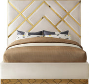 Vector Velvet Queen Bed Cream - Gate FurnitureQueen Bed