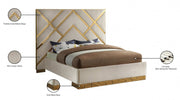 Vector Velvet Queen Bed Cream - Gate FurnitureQueen Bed